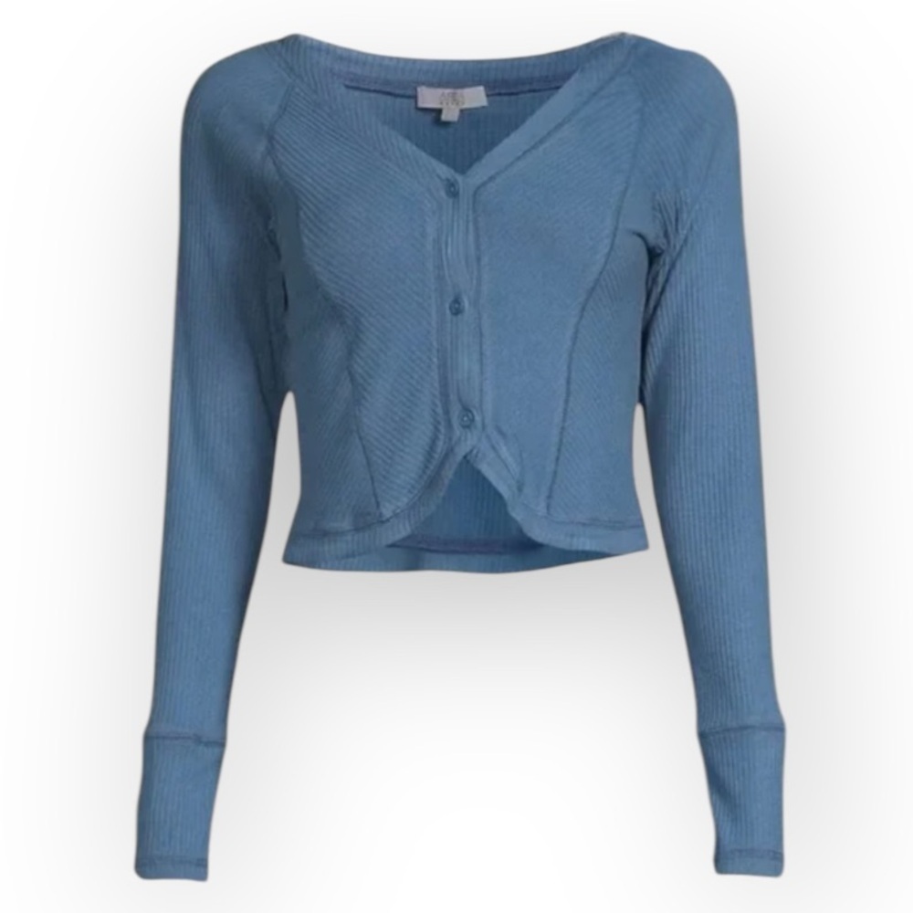 Area Stars Ribbed Boyfriend Button Front Crop Top NWT Large